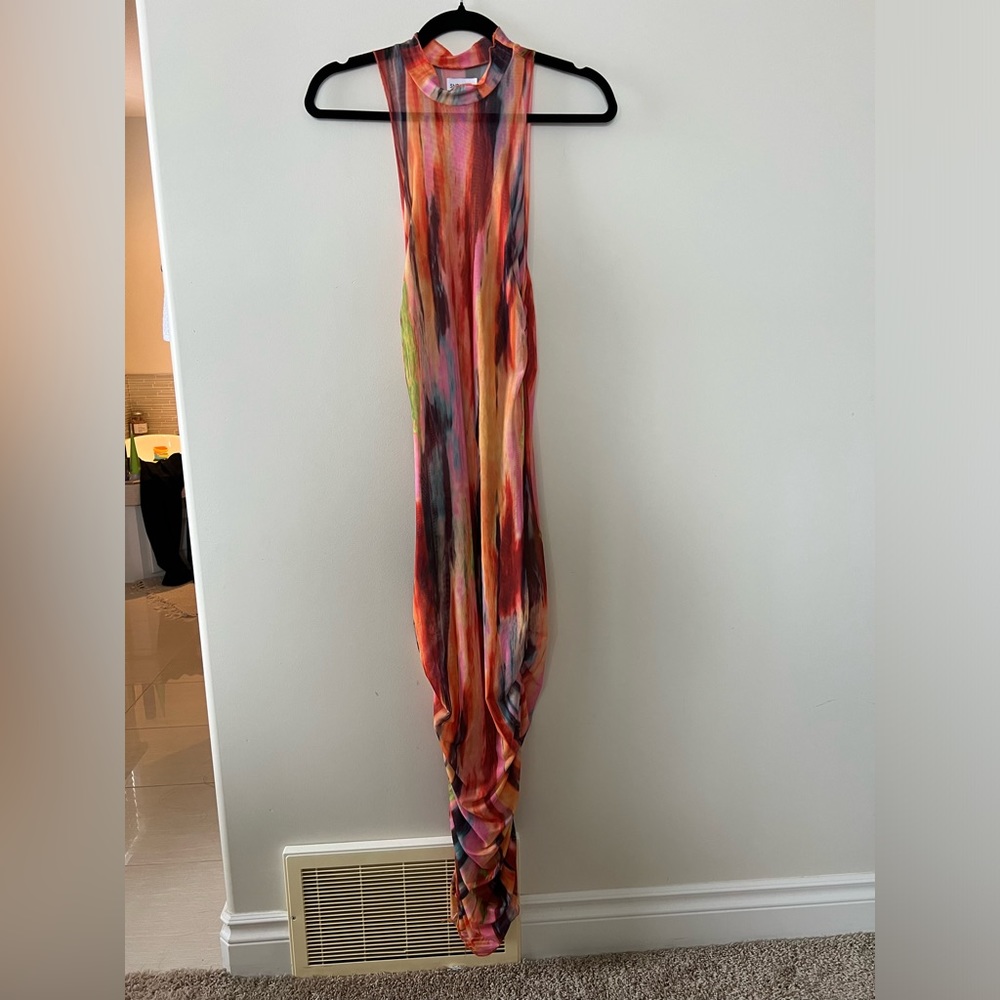 x MOLLY KING St Barts Mesh Midi Dress in Multi